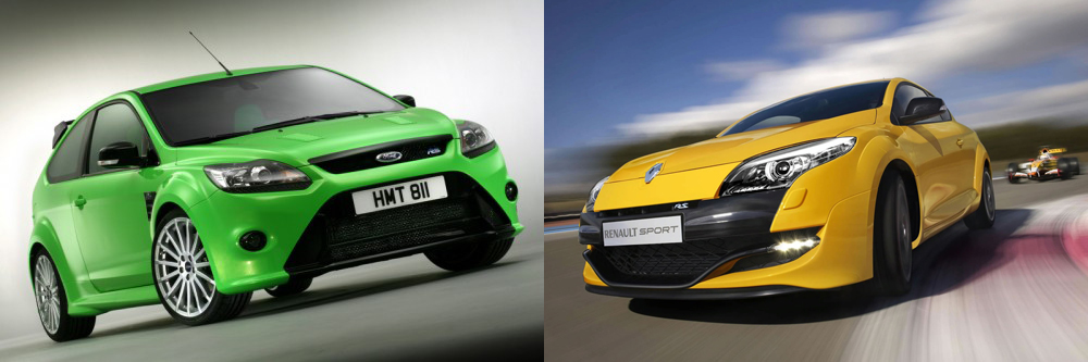 Deux sages compactes transformes en vritables sportives, voil ce que sont les Focus RS et Mgane ...