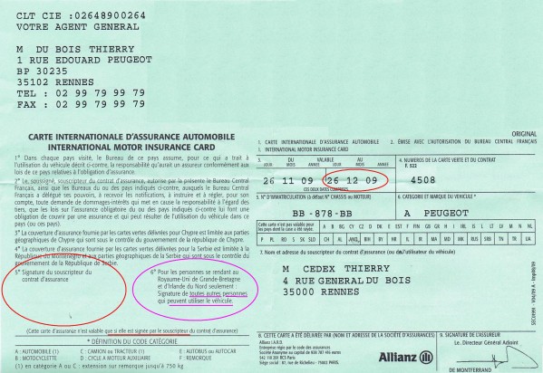 La carte verte, ou le « certificat international d'assurance » est un certificat automobile délivré ...