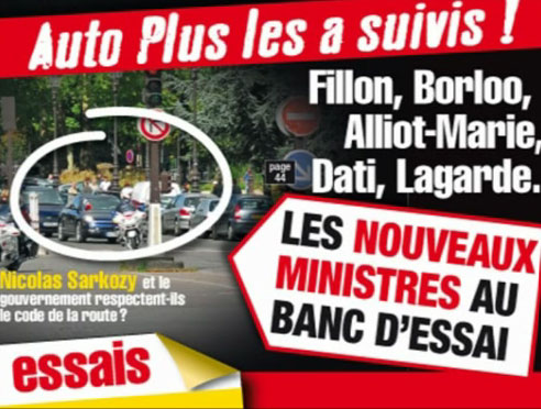 Sarkozy et Fillon pris sur le fait en vido
Huit excs de vitesse, huit feux rouges grills...