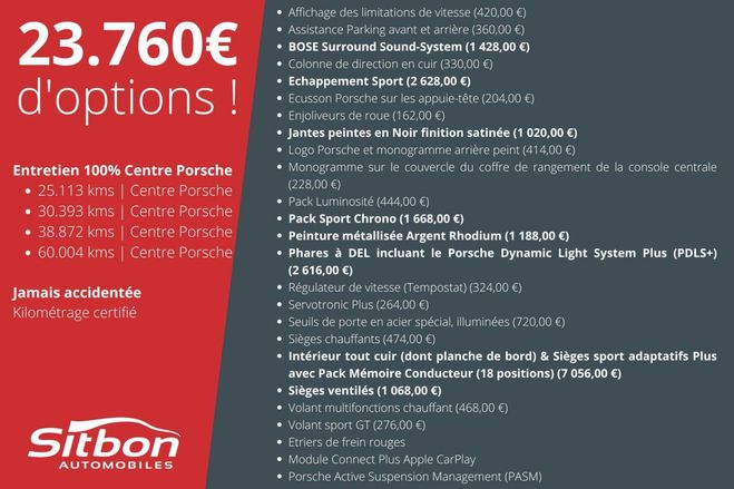 Porsche 911 991 Phase 2 Carrera 4S Cabriolet 3.0 420 Argent Rhodium de 2016