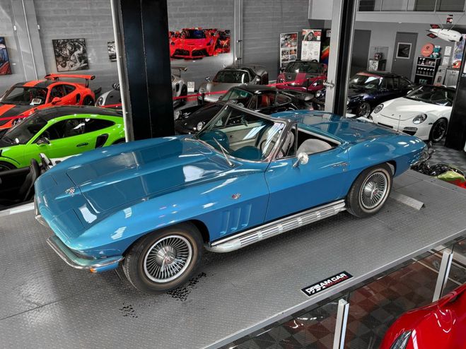 Chevrolet Corvette C2 CABRIOLET STING RAY V8 327 CI ? Hard  Bleu Mtal de 1966