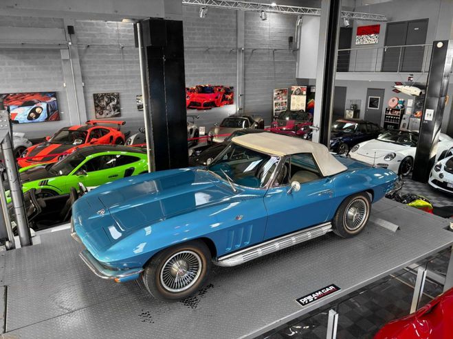 Chevrolet Corvette C2 CABRIOLET STING RAY V8 327 CI ? Hard  Bleu Mtal de 1966
