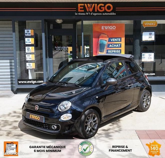 Fiat 500 C 1.2 69CH LOUNGE Carplay REGULATEUR RAD Noir de 2019