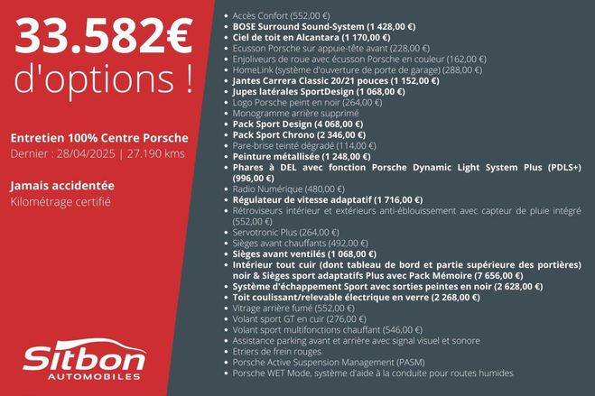 Porsche 911 992 Carrera 4S Sport Design Coupe 3.0 PD Gris Agate Mtallis de 2019