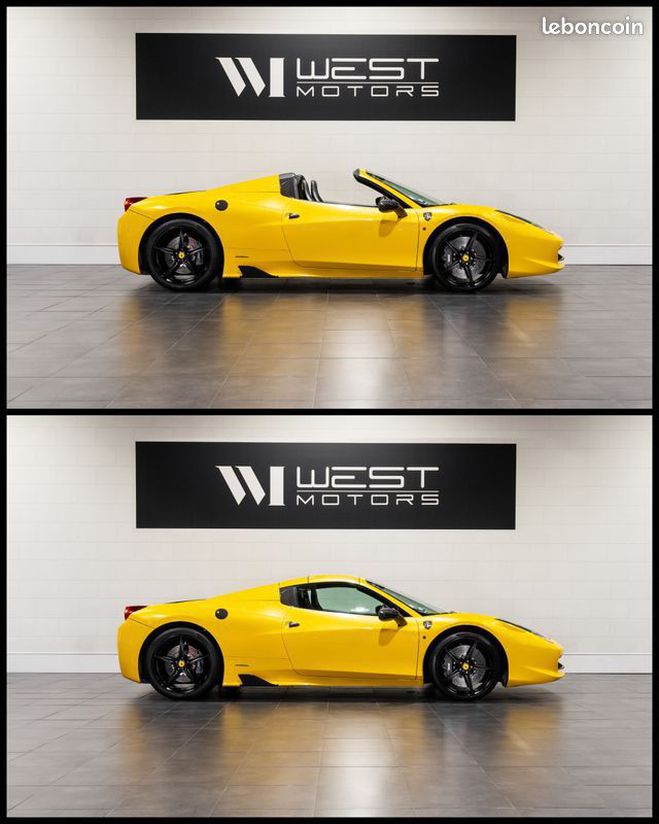 Ferrari 458 Spider 4.5 V8 570 ? Immat France Carbone Jaune de 2012