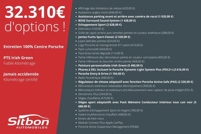 Porsche 911 991 Phase 2 Targa 4 3.0 370 PDK - PTS Ir PTS Irish Green de 2017