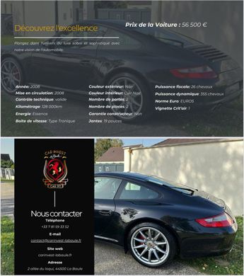  Voir détails -Porsche 911 types 997 carre4s à  La Baule-Escoublac (44)