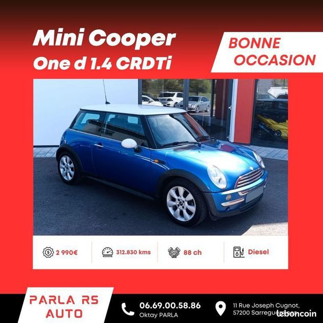 Mini Cooper Copper One d (R50-53) 1.4 CRDTi 88ch 1r Bleu de 2005