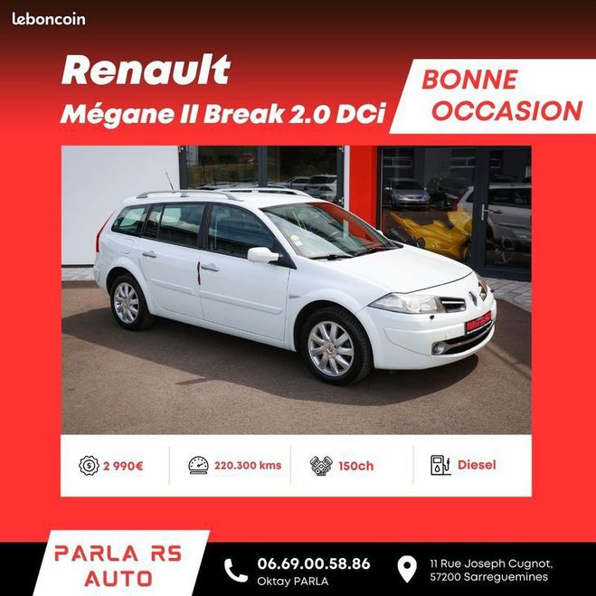 Renault Megane II Break Estate 2.0 DCi 150ch Blanc de 2008