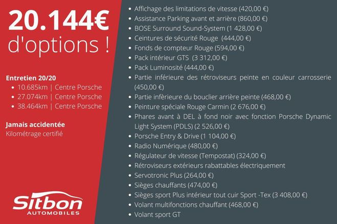 Porsche 911 991 Phase 2 Carrera 4 GTS Cabriolet Roug Rouge Carmin de 2018