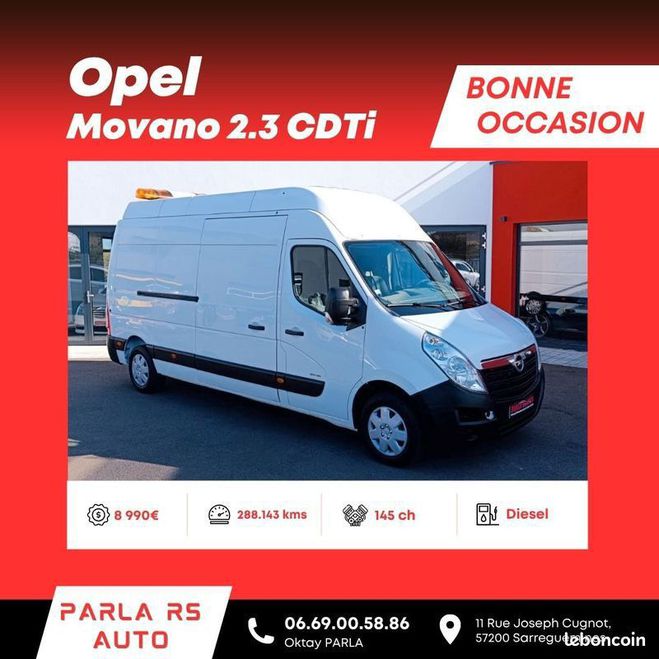Opel Movano Maxi 2.3 CDTi Biturbo L3H3 long surlev Blanc de 2011