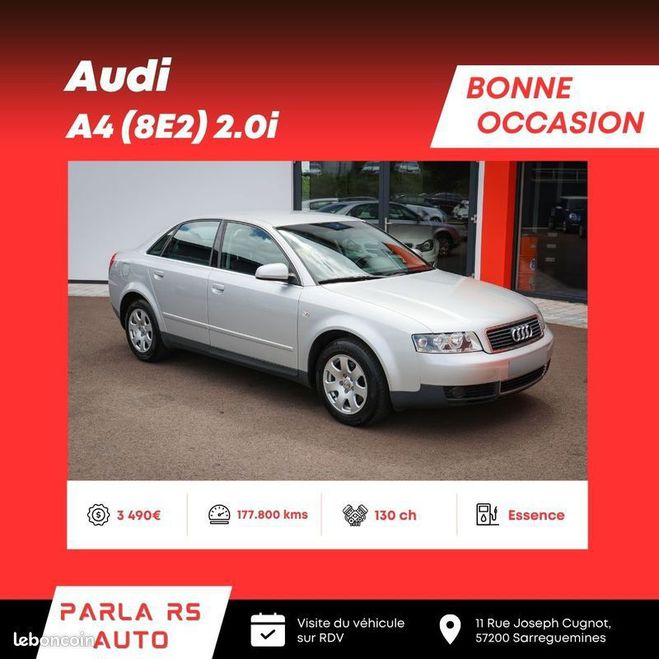 Audi A4 Srie 2 (8E2) 2.0i 130ch Bote manuelle  Gris de 2001