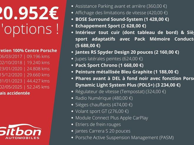 Porsche 911 991 Phase 2 Carrera 4S Cabriolet 3.0 420 Bleu Graphite de 2016
