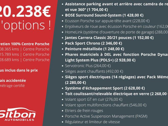Porsche 911 992 Carrera 4S Coupe 3.0 450 PDK + 20kE  Blanc Carrara Mtallis de 2019