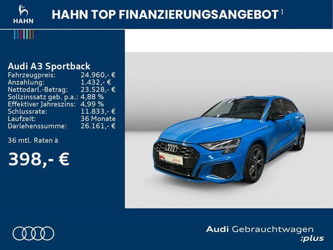 Audi A3 Sportback 45 TFSIe S line Virtual Bleu de 