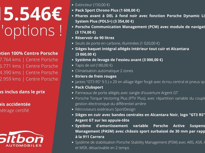 Porsche 911 991 GT3 RS 4.0 500 PDK Argent mtalilis de 2016