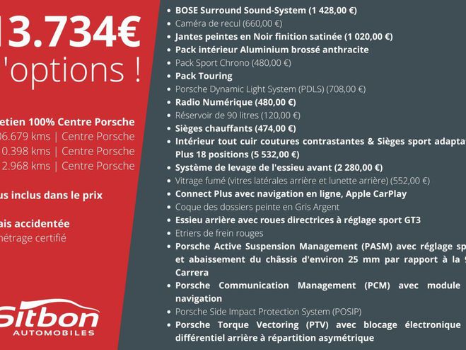 Porsche 911 991 Phase 2 GT3 Touring 4.0 500 BVM | 13 Noir de 2018