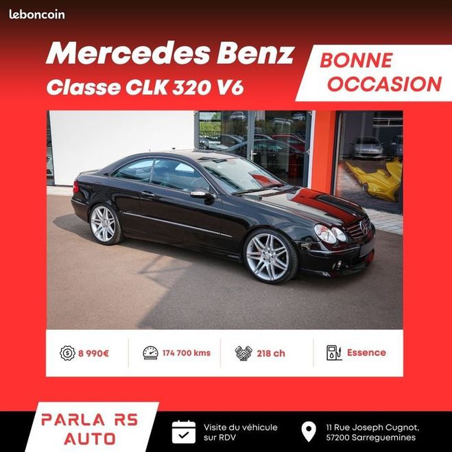 Mercedes Classe CLK Classe Benz Coup 320 V6 3.2i (209) 218c Noir de 2002