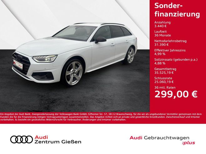 Cliquer pour voir la photo suivante Audi A4 Avant 40 TFSI advanced S line black AHK Blanc M�tallique de