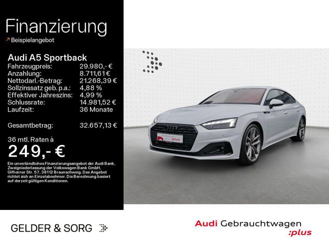 Cliquer pour voir la photo suivante Audi A5 Sportback 35 TFSI S line Matrix*RFK*Virt Blanc M�tallique de