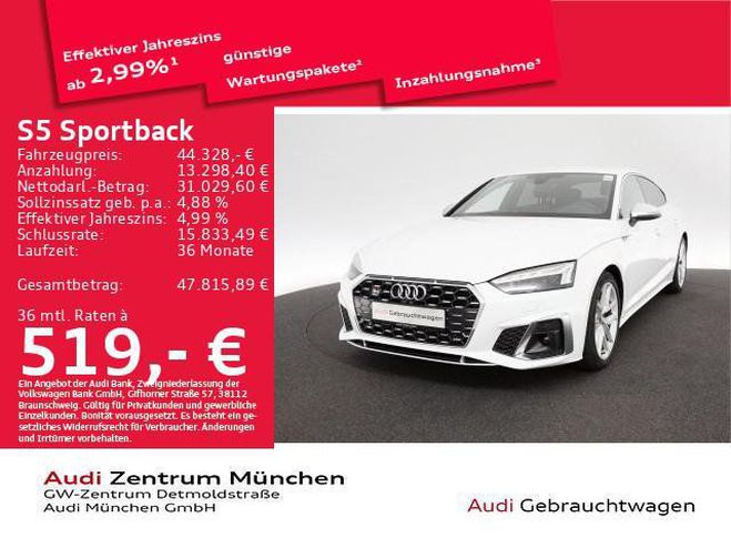 Audi S5 Sportback TDI tiptr. Virtual /HuD/Navi / Blanc de 