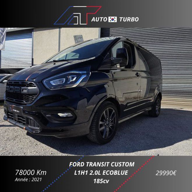 Cliquer pour voir la photo suivante Ford Transit CUSTOM FG 290 L1H1 2.0 ECOBLUE 185 S&S S Noir de 2021