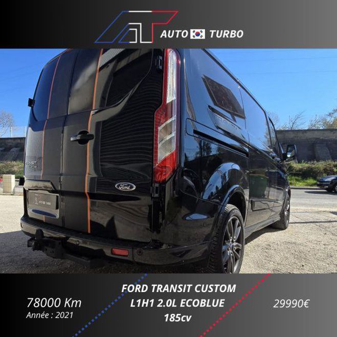 Ford Transit CUSTOM FG 290 L1H1 2.0 ECOBLUE 185 S&S S Noir de 2021