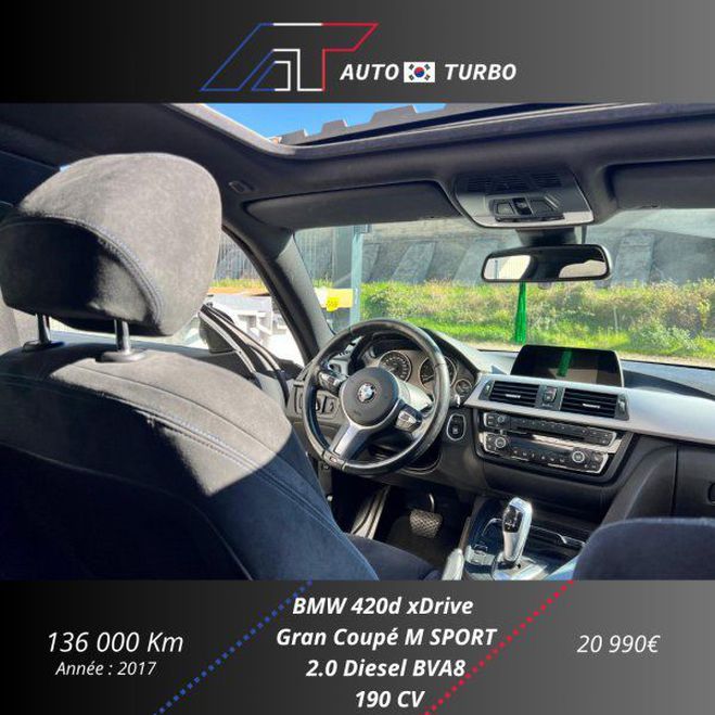 BMW Serie 4 Gran Coupe (F36) 420D 190CH M SPORT Blanc de 2017