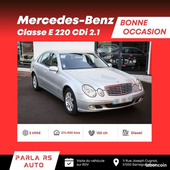 Cliquer pour voir la photo suivante Mercedes Classe E 220 CDi 2.1 Élégance 150ch Gris de 2003