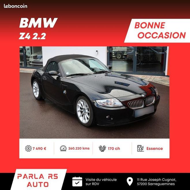 Cliquer pour voir la photo suivante BMW Z4 2.2 Cabriolet 170ch Noir de 2005