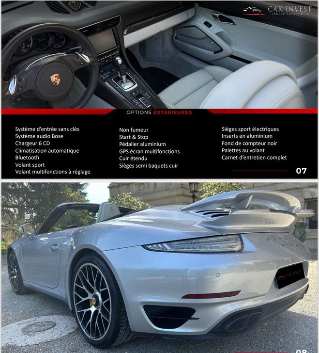 Porsche 911 Type 991 turbo s CAB PDK origine france  Gris Anthracite de 2014