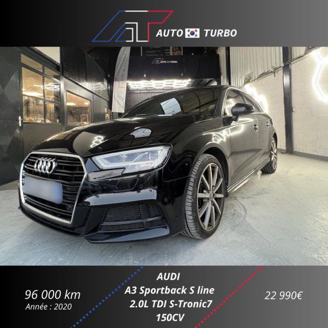 Audi A3 Sportback 35 TDI 150CH S LINE S TRONIC 7 Noir de 2020