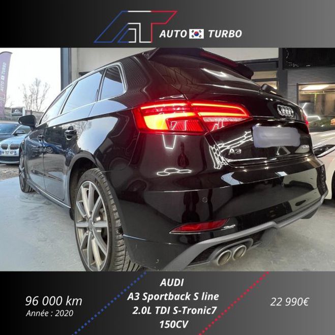 Audi A3 Sportback 35 TDI 150CH S LINE S TRONIC 7 Noir de 2020