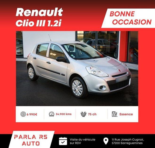 Renault Clio III 1.2i 75ch 1�re main Gris de 2011