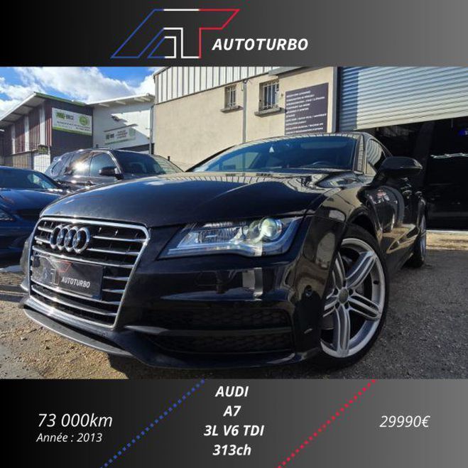 Audi A7 Sportback 3.0 V6 BITDI 313CH AVUS QUATTR Noir de 2013