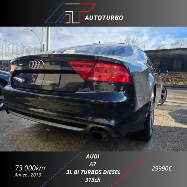 Audi A7 Sportback 3.0 V6 BITDI 313CH AVUS QUATTR Noir de 2013