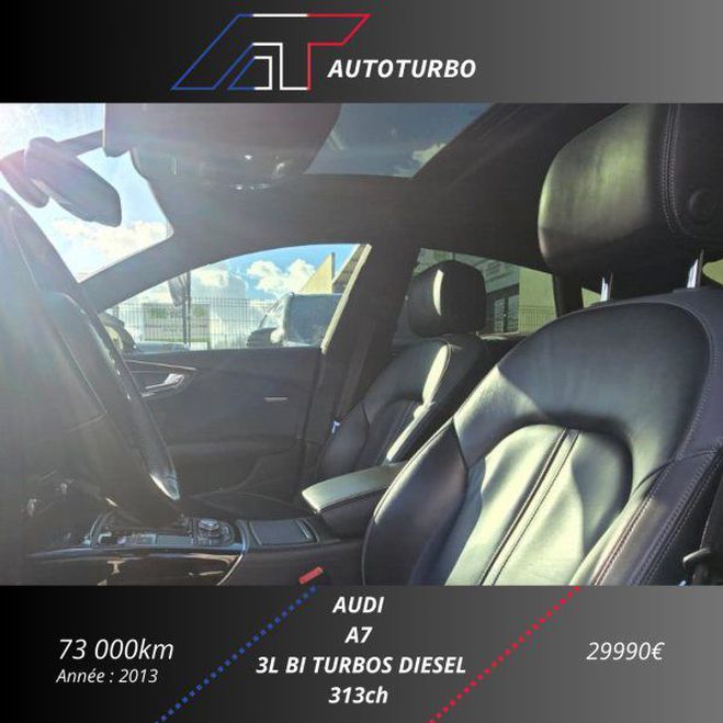 Audi A7 Sportback 3.0 V6 BITDI 313CH AVUS QUATTR Noir de 2013