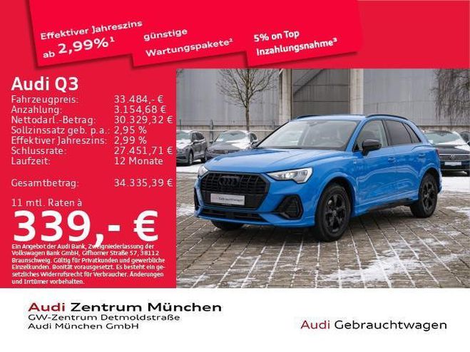 Audi Q3 35 TFSI S tronic S line AHK/Virtual+/Nav Bleu M�tallique de 