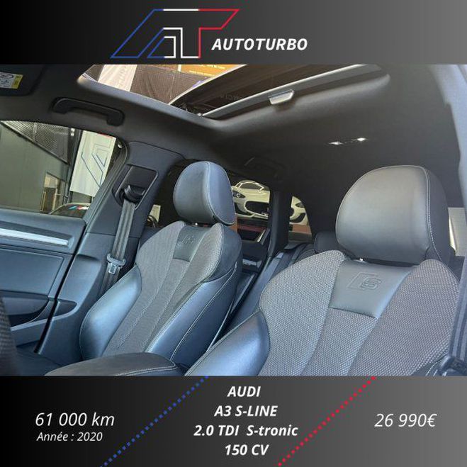 Audi A3 Sportback 35 TDI 150CH S LINE S TRONIC 7 Gris C de 2020