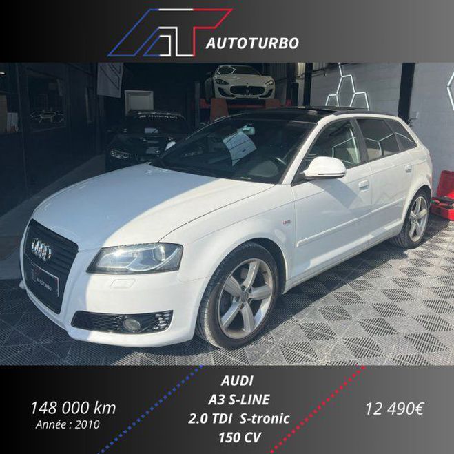 Audi A3 Sportback 2.0 TFSI 200CH S LINE Blanc de 2010