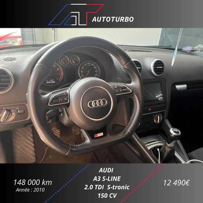 Audi A3 Sportback 2.0 TFSI 200CH S LINE Blanc de 2010