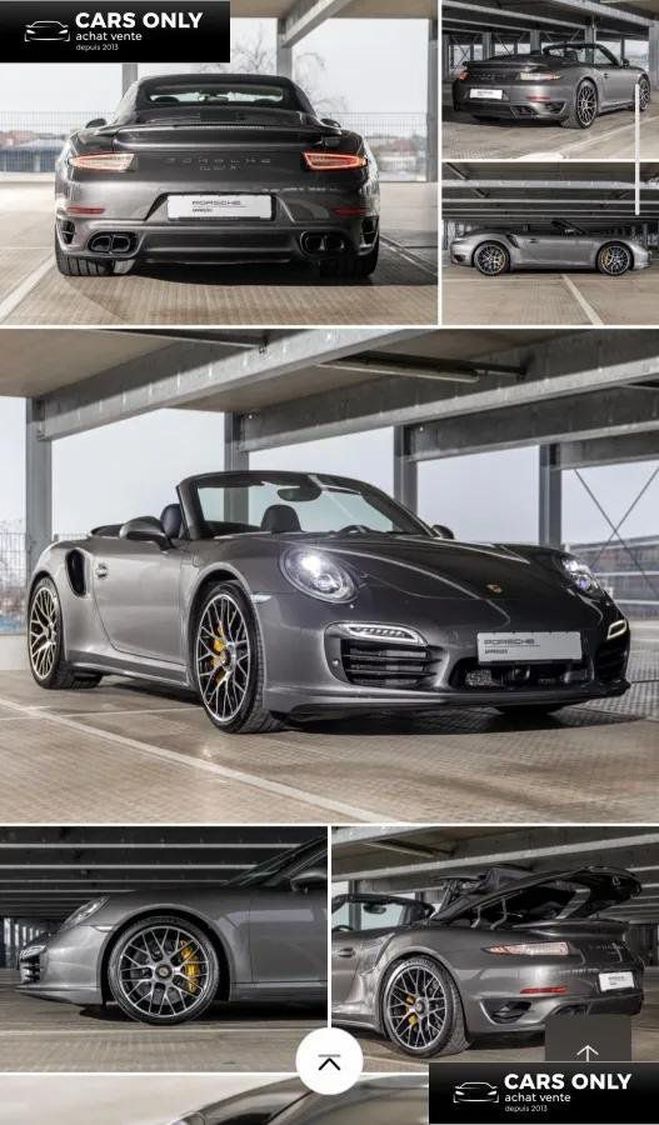 Cliquer pour voir la photo suivante Porsche 911 991 Turbo S Cabriolet Gris de 2014