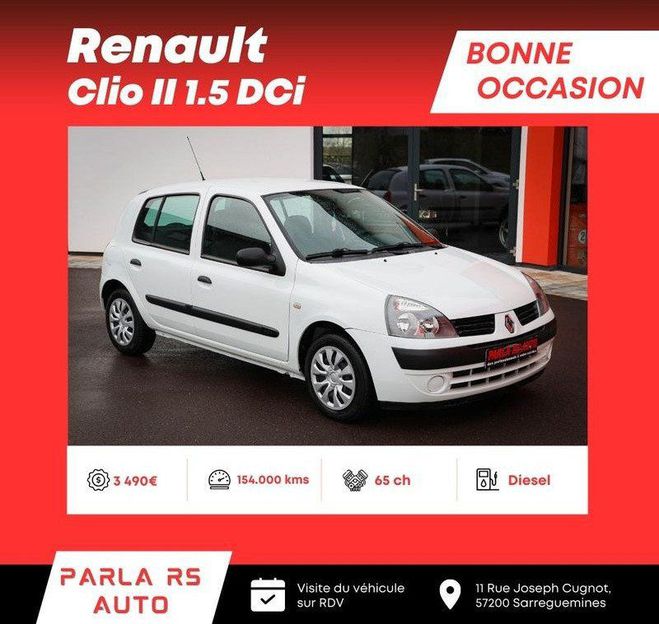 Renault Clio II 1.5 DCi 65ch 1�re main Blanc de 2004