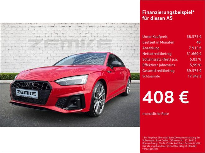 Cliquer pour voir la photo suivante Audi A5 Sportback 40 TFSI S tronic S line Navi L Rouge Métallique de