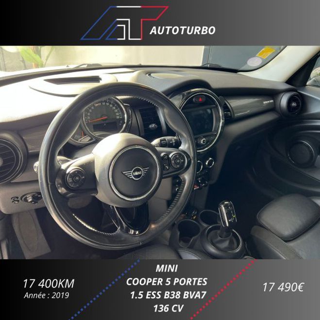 Mini Cooper 5 PORTES 136CH HEDDON STREET BVA7 EURO6D Blanc de 2019