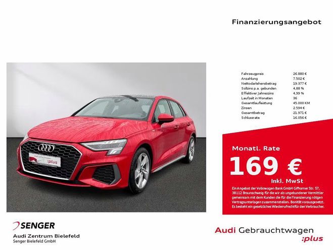 Audi A3 Sportback S line 35 TFSI MMI LED Panoram Rouge M�tallique de 