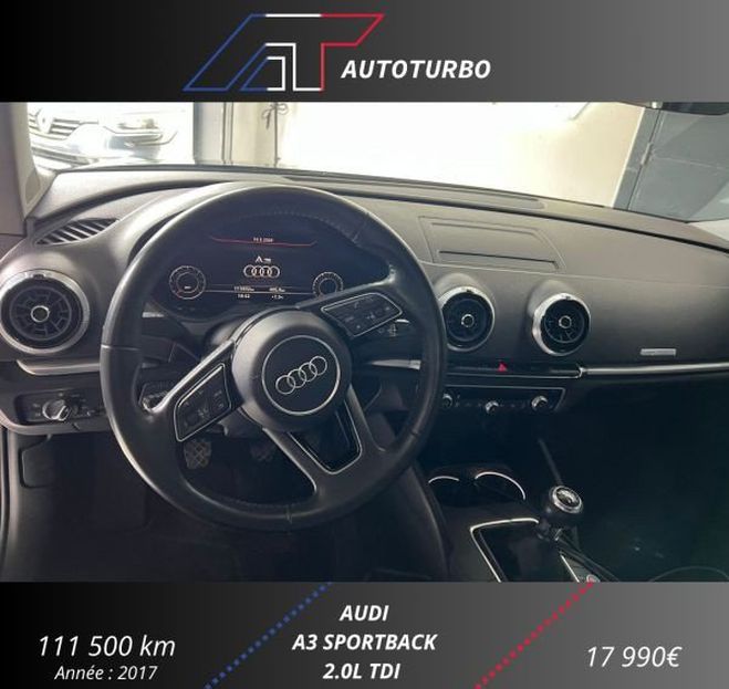 Audi A3 Sportback 2.0 TDI 150CH DESIGN LUXE Noir de 2017