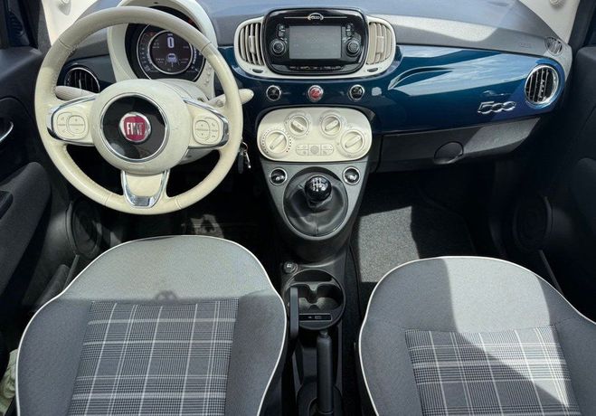 Fiat 500 1.2 70 lounge toit panoramique radars de Bleu de 2018