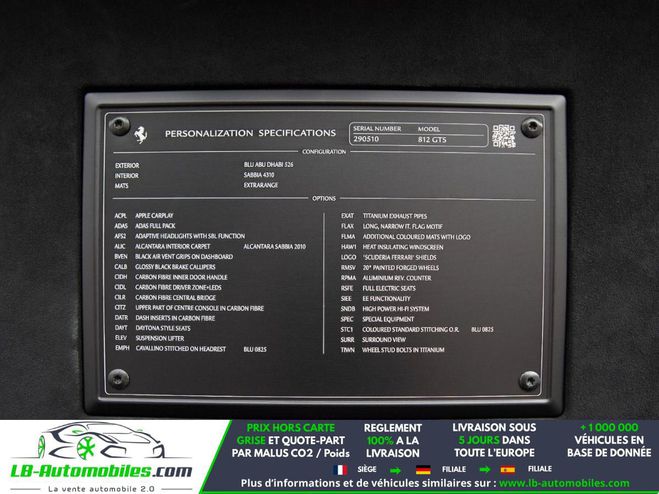 Ferrari 812 Competizione 6.5 V12 800ch Bleu M�tallique de 2023