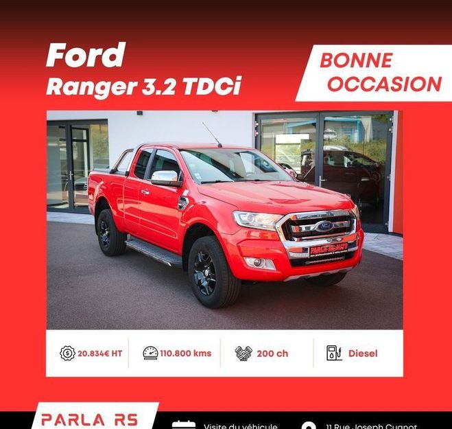 Ford Ranger 3.2 TDCi Pickup super cabine 4x4 200ch b Rouge de 2018